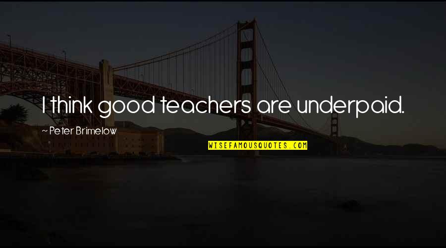 Good Teachers Quotes By Peter Brimelow: I think good teachers are underpaid.