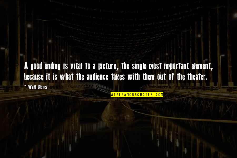 Good Theater Quotes By Walt Disney: A good ending is vital to a picture,