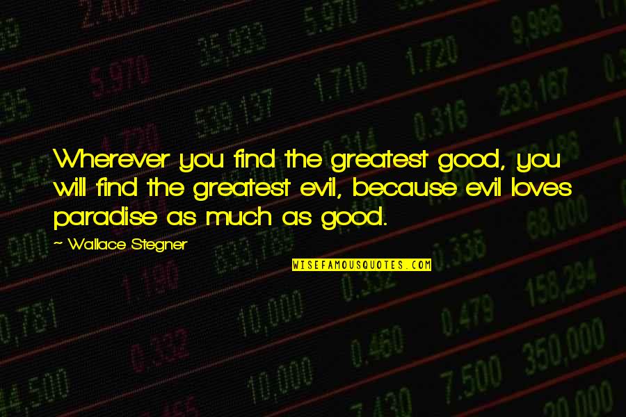 Good Thief Book Quotes By Wallace Stegner: Wherever you find the greatest good, you will