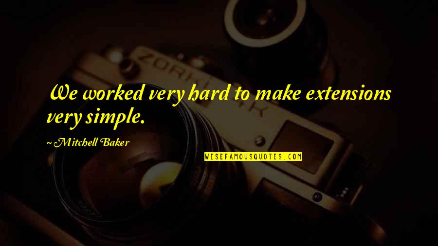 Good Threat Quotes By Mitchell Baker: We worked very hard to make extensions very Good Threat Quotes By Mitchell Baker: We worked very hard to make extensions very