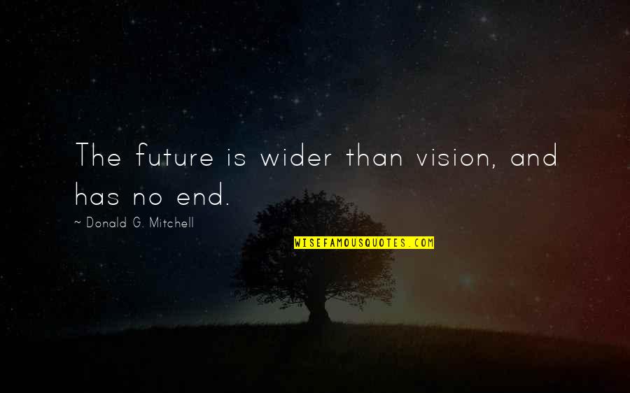 Good Tid Quotes By Donald G. Mitchell: The future is wider than vision, and has Good Tid Quotes By Donald G. Mitchell: The future is wider than vision, and has