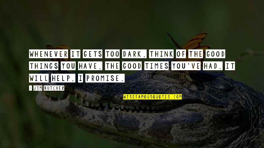 Good Times We Had Quotes By Jim Butcher: Whenever it gets too dark, think of the
