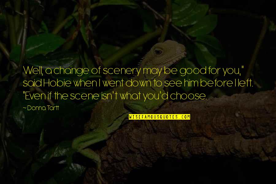 Good To See You Quotes By Donna Tartt: Well, a change of scenery may be good Good To See You Quotes By Donna Tartt: Well, a change of scenery may be good