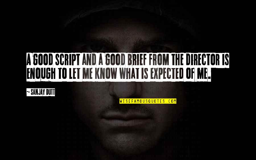 Good Trucking Quotes By Sanjay Dutt: A good script and a good brief from