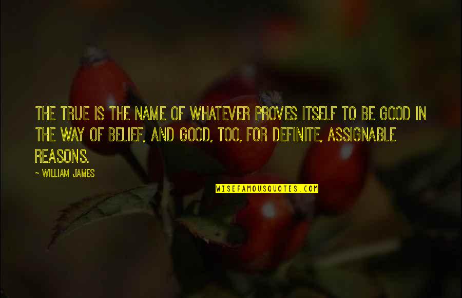 Good Truth Quotes By William James: The true is the name of whatever proves Good Truth Quotes By William James: The true is the name of whatever proves
