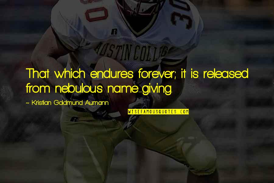 Good Tryout Quotes By Kristian Goldmund Aumann: That which endures forever; it is released from