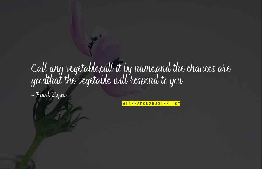 Good Vegetable Quotes By Frank Zappa: Call any vegetable,call it by name,and the chances