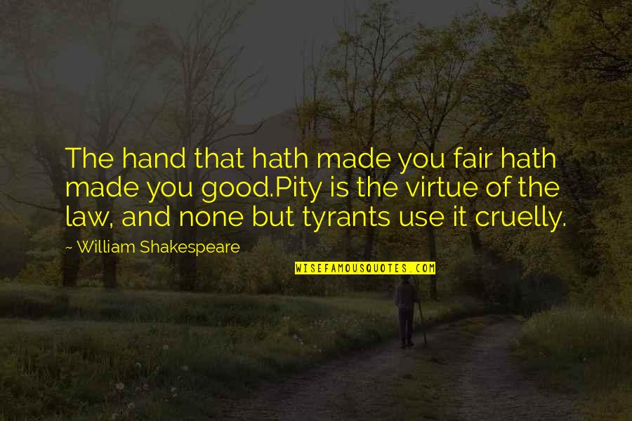 Good Virtue Quotes By William Shakespeare: The hand that hath made you fair hath