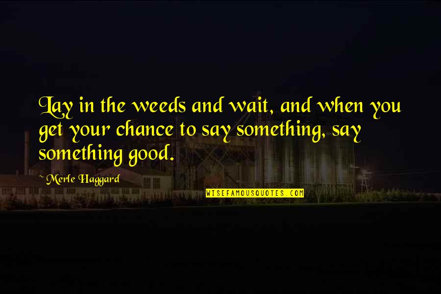 Good Weed Quotes By Merle Haggard: Lay in the weeds and wait, and when