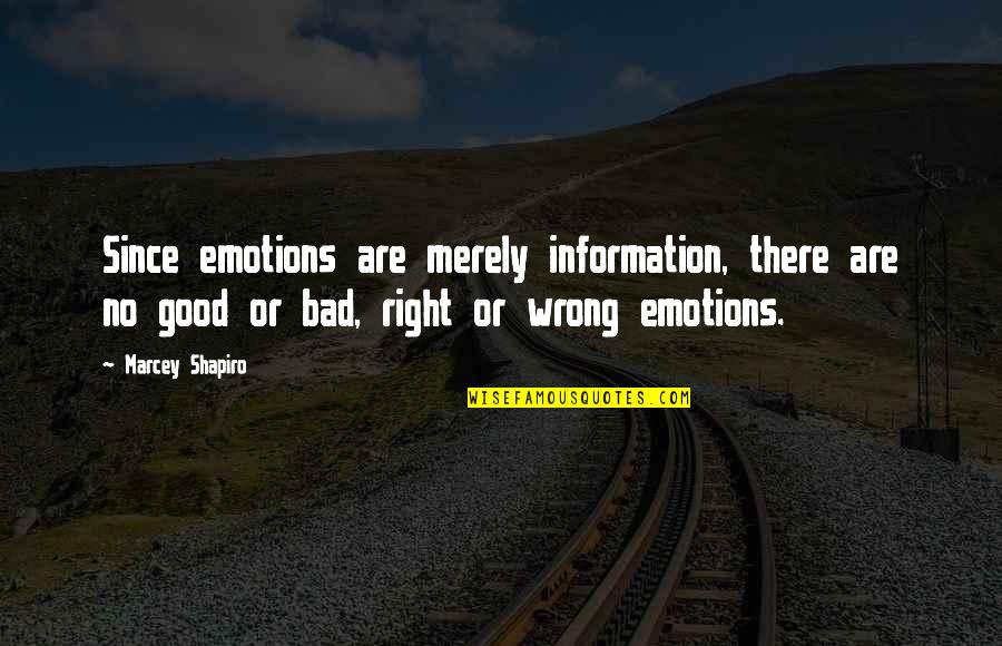 Good Well Being Quotes By Marcey Shapiro: Since emotions are merely information, there are no Good Well Being Quotes By Marcey Shapiro: Since emotions are merely information, there are no