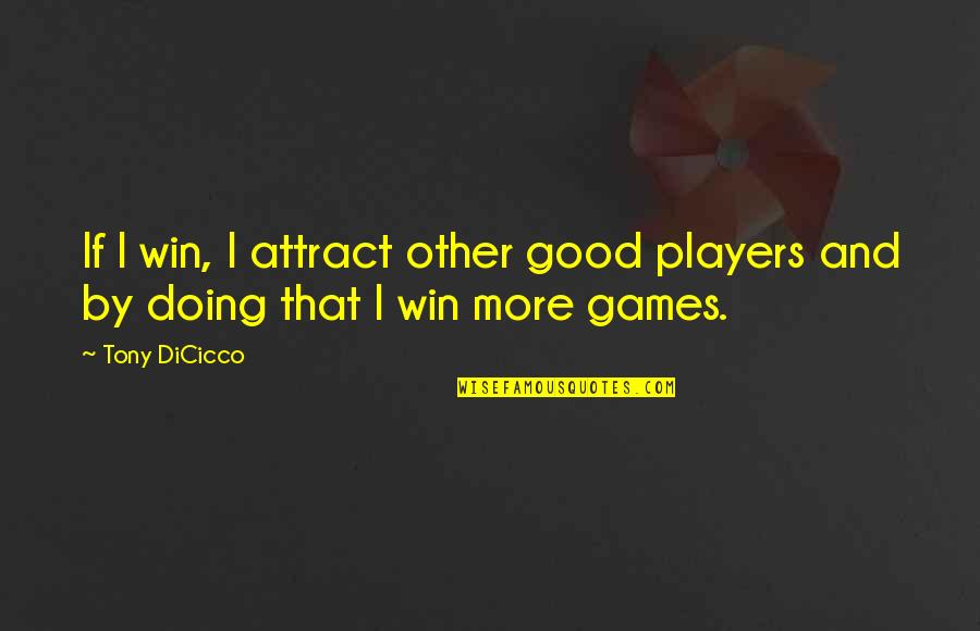 Good Winning Quotes By Tony DiCicco: If I win, I attract other good players