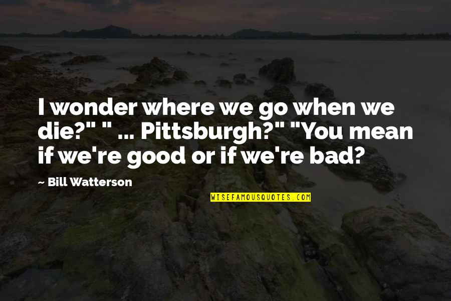 Good Wonder Quotes By Bill Watterson: I wonder where we go when we die?"