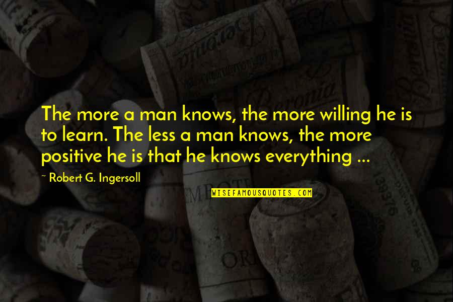 Good Work Attendance Quotes By Robert G. Ingersoll: The more a man knows, the more willing