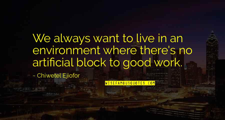 Good Work Environment Quotes By Chiwetel Ejiofor: We always want to live in an environment