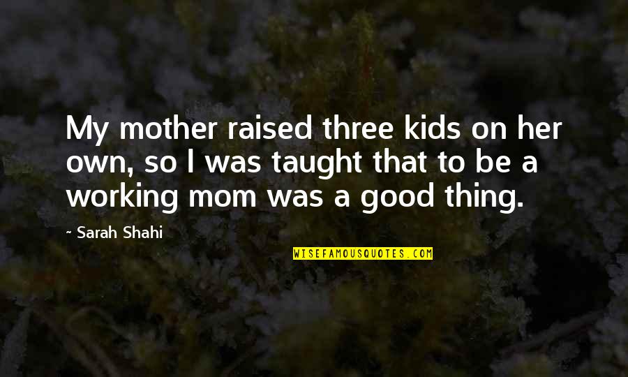 Good Working Quotes By Sarah Shahi: My mother raised three kids on her own,
