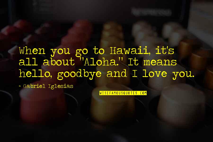 Goodbye And Hello Quotes By Gabriel Iglesias: When you go to Hawaii, it's all about