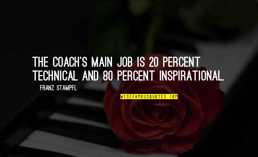 Goodbye High School Life Quotes By Franz Stampfl: The coach's main job is 20 percent technical