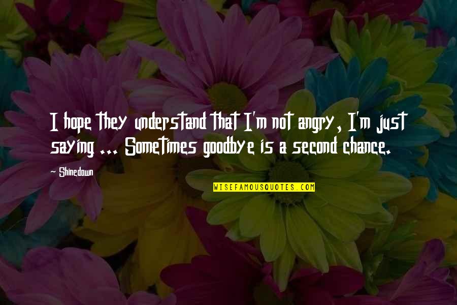 Goodbye Music Quotes By Shinedown: I hope they understand that I'm not angry, Goodbye Music Quotes By Shinedown: I hope they understand that I'm not angry,