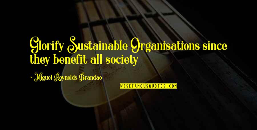 Goodbye Singapore Quotes By Miguel Reynolds Brandao: Glorify Sustainable Organisations since they benefit all society