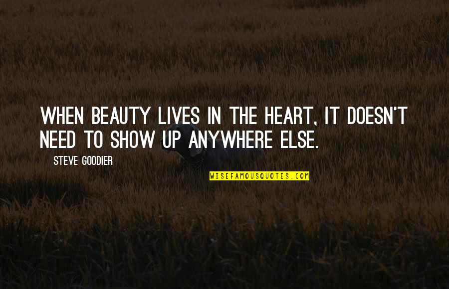 Goodness Of Heart Quotes By Steve Goodier: When beauty lives in the heart, it doesn't