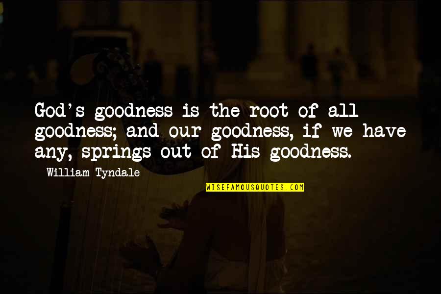 Goodness's Quotes By William Tyndale: God's goodness is the root of all goodness;