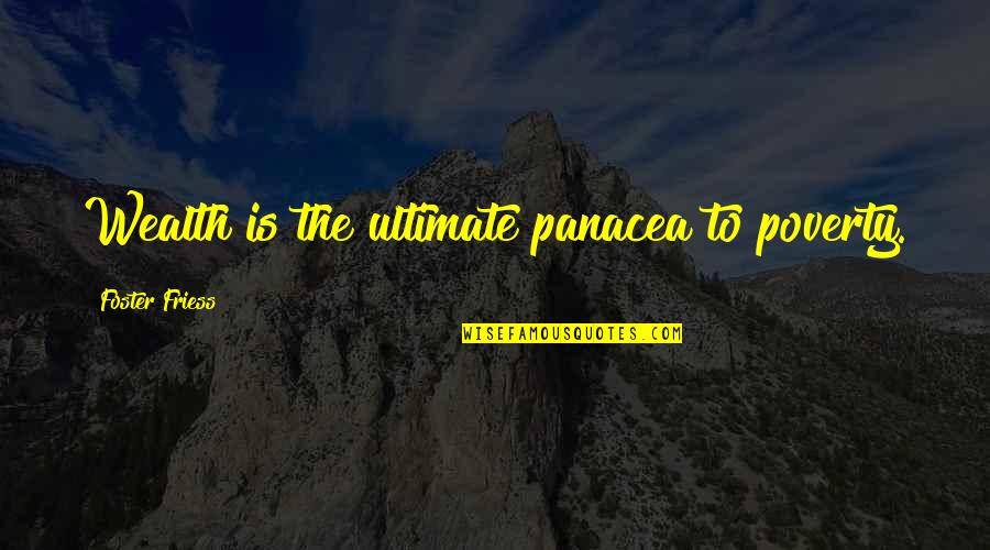 Goodnight And Sweet Dreams Quotes By Foster Friess: Wealth is the ultimate panacea to poverty.