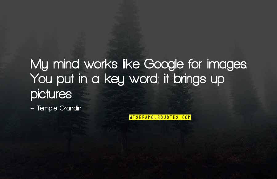 Google Quotes By Temple Grandin: My mind works like Google for images. You