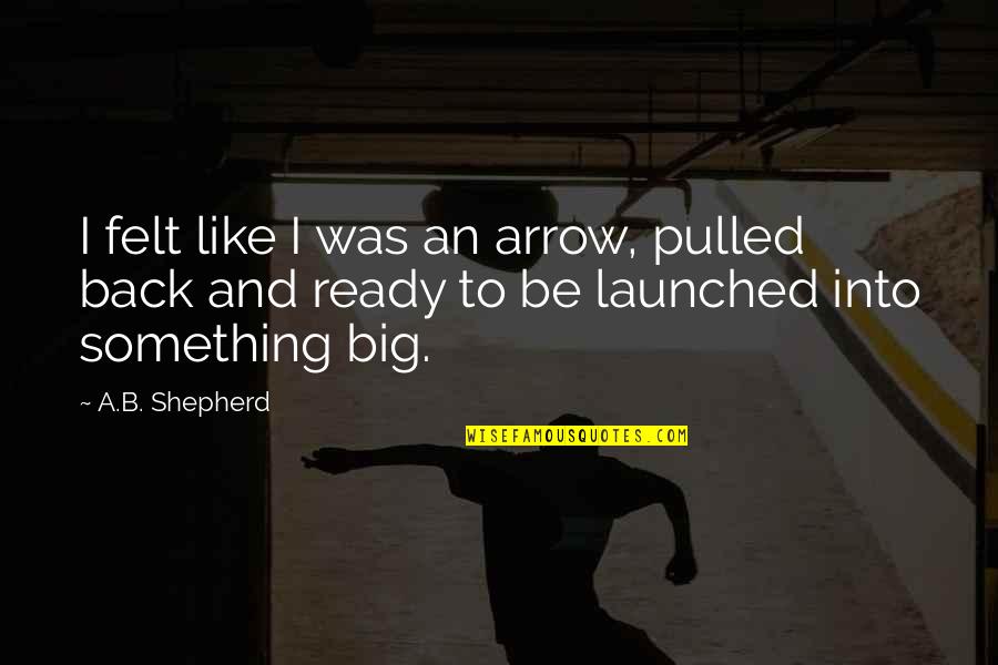 Goosing Quotes By A.B. Shepherd: I felt like I was an arrow, pulled Goosing Quotes By A.B. Shepherd: I felt like I was an arrow, pulled