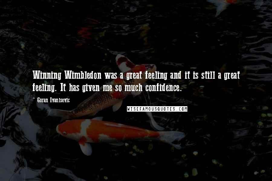 Goran Ivanisevic quotes: Winning Wimbledon was a great feeling and it is still a great feeling. It has given me so much confidence.