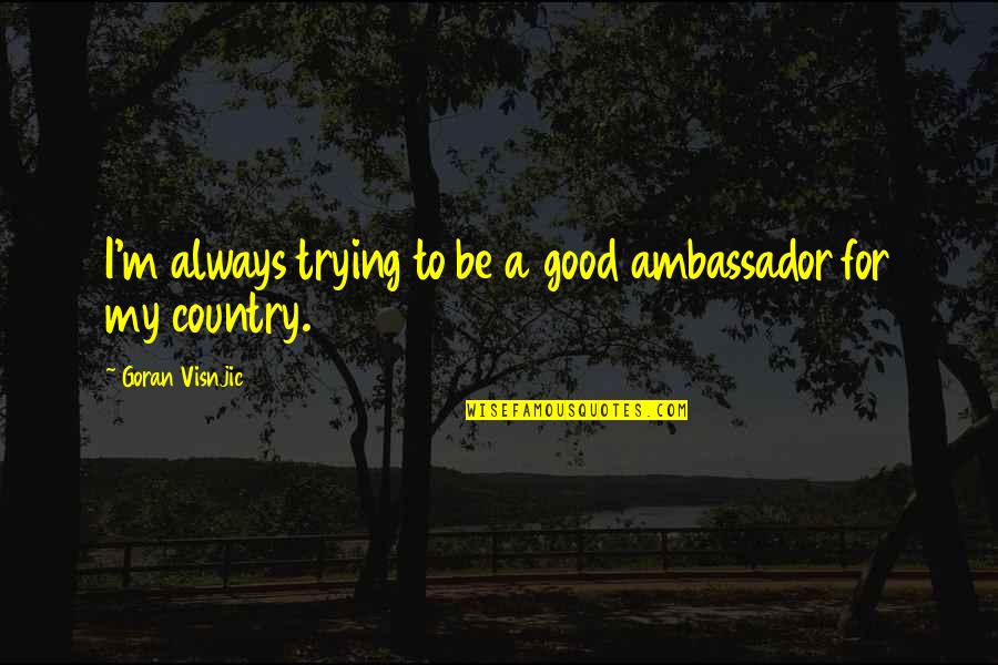 Goran Visnjic Quotes By Goran Visnjic: I'm always trying to be a good ambassador