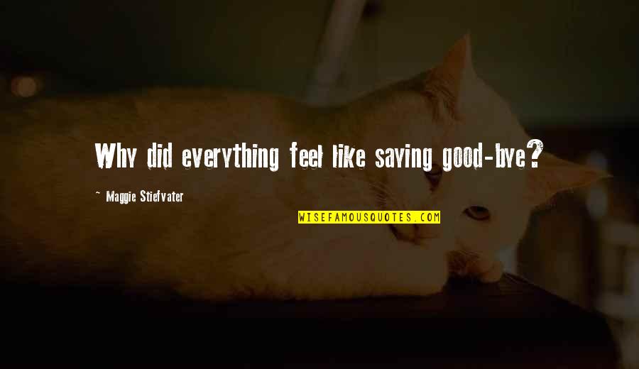 Gordon Mackenzie Quotes By Maggie Stiefvater: Why did everything feel like saying good-bye?