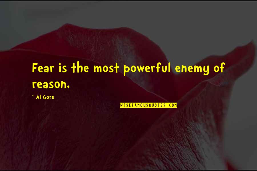 Gore Quotes By Al Gore: Fear is the most powerful enemy of reason.