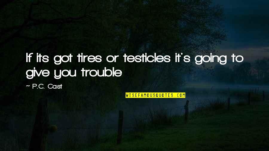 Gorgous Quotes By P.C. Cast: If its got tires or testicles it's going