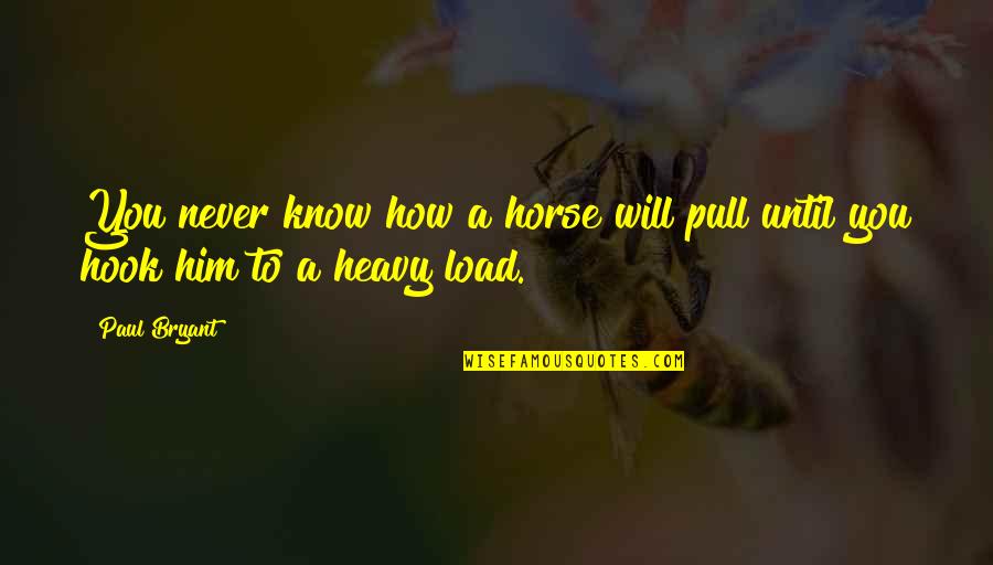 Gorino Quotes By Paul Bryant: You never know how a horse will pull