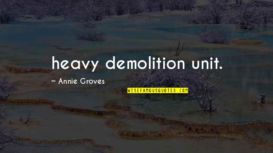 Gorka So Quotes By Annie Groves: heavy demolition unit.