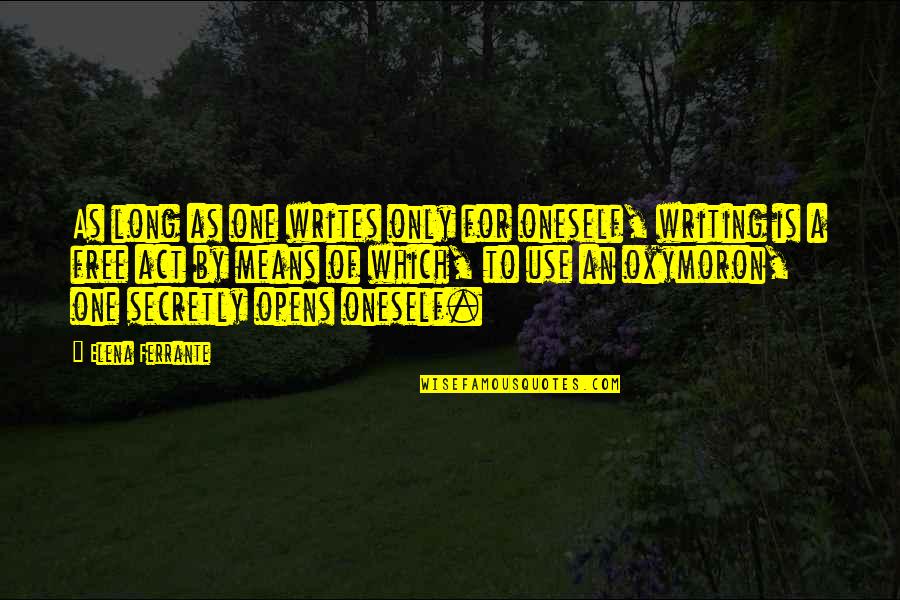 Gornet Prahova Quotes By Elena Ferrante: As long as one writes only for oneself, Gornet Prahova Quotes By Elena Ferrante: As long as one writes only for oneself,