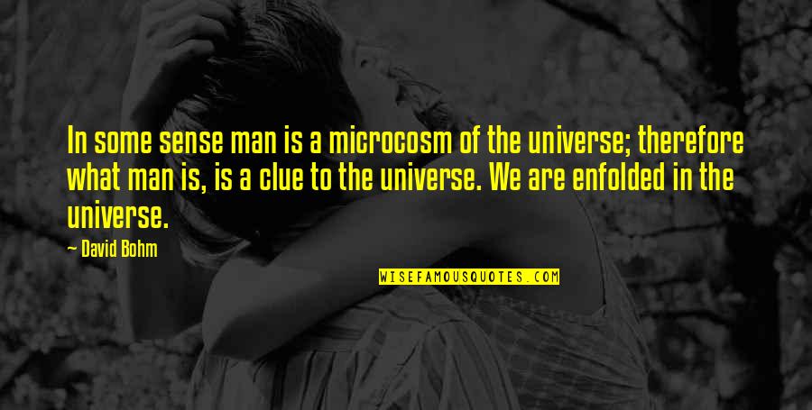 Gorrety Quotes By David Bohm: In some sense man is a microcosm of Gorrety Quotes By David Bohm: In some sense man is a microcosm of