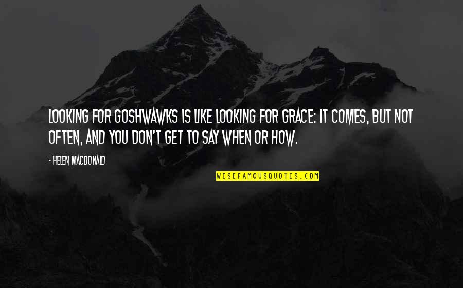 Goshwawks Quotes By Helen Macdonald: Looking for goshwawks is like looking for grace: