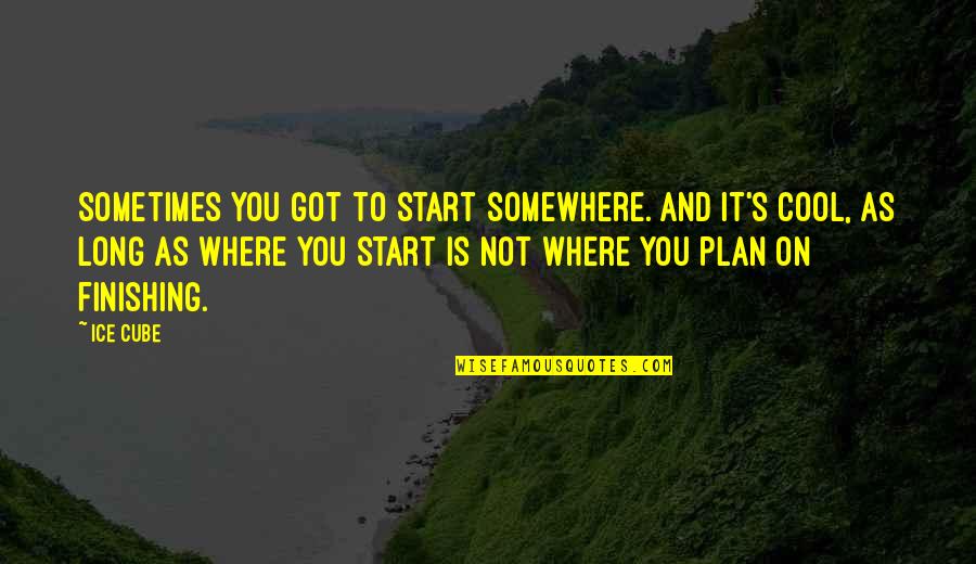 Got A Plan Quotes By Ice Cube: Sometimes you got to start somewhere. And it's