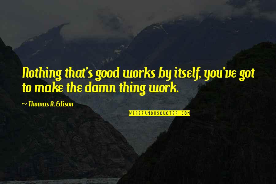 Got Damn Quotes By Thomas A. Edison: Nothing that's good works by itself, you've got