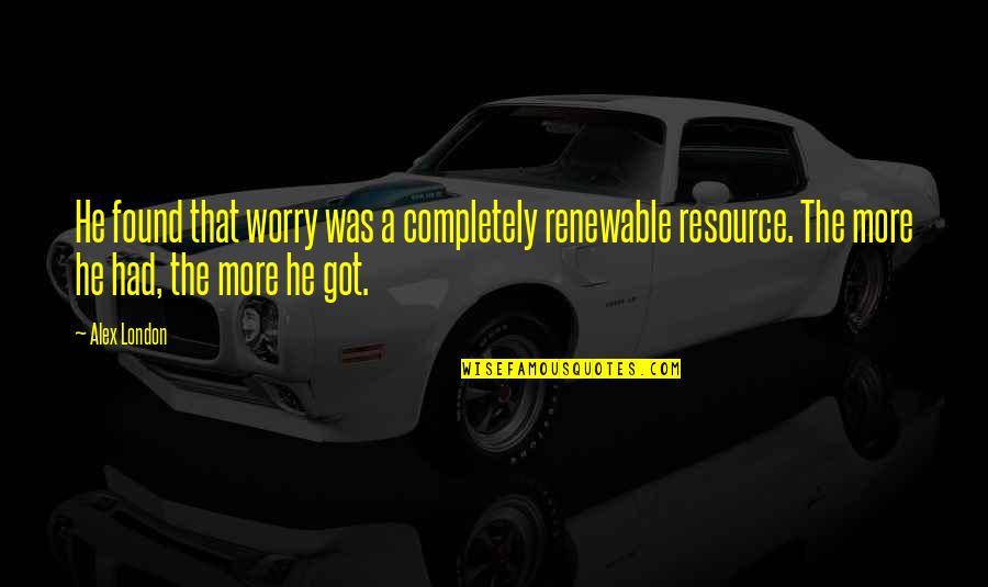 Got Quotes By Alex London: He found that worry was a completely renewable
