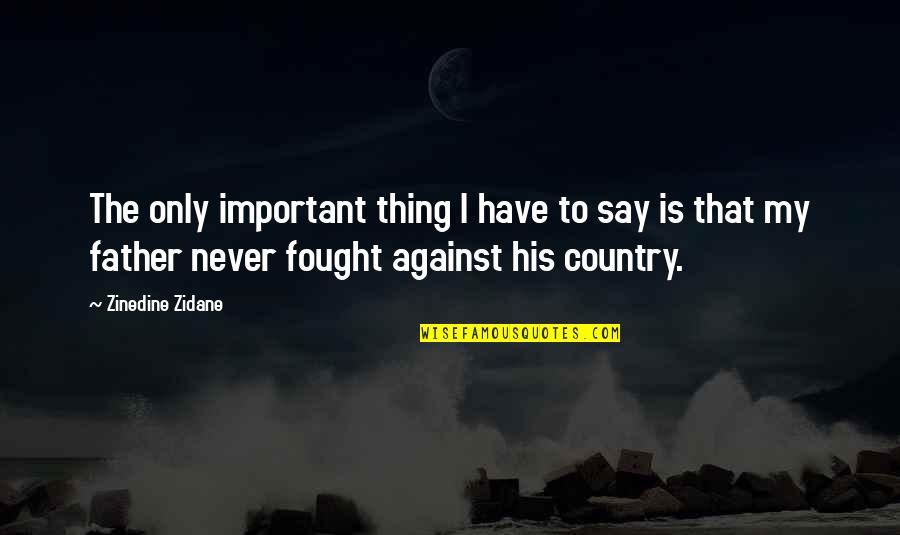 Gothenland Quotes By Zinedine Zidane: The only important thing I have to say