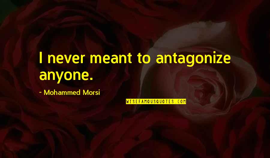 Gouaches Quotes By Mohammed Morsi: I never meant to antagonize anyone.