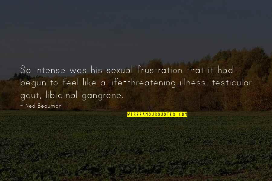 Gout Quotes By Ned Beauman: So intense was his sexual frustration that it Gout Quotes By Ned Beauman: So intense was his sexual frustration that it
