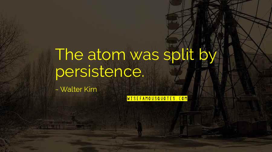 Govenrment Quotes By Walter Kirn: The atom was split by persistence. Govenrment Quotes By Walter Kirn: The atom was split by persistence.