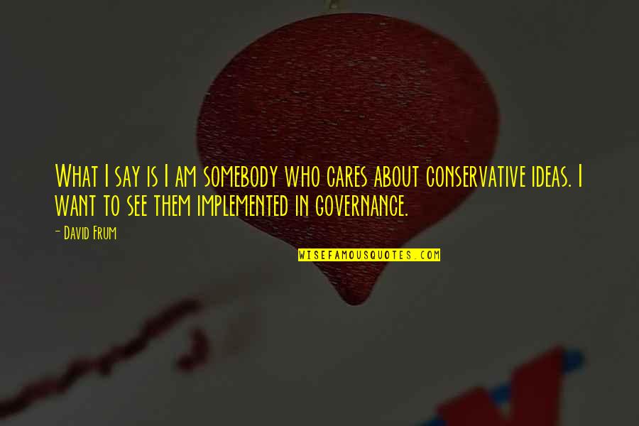 Governance Quotes By David Frum: What I say is I am somebody who