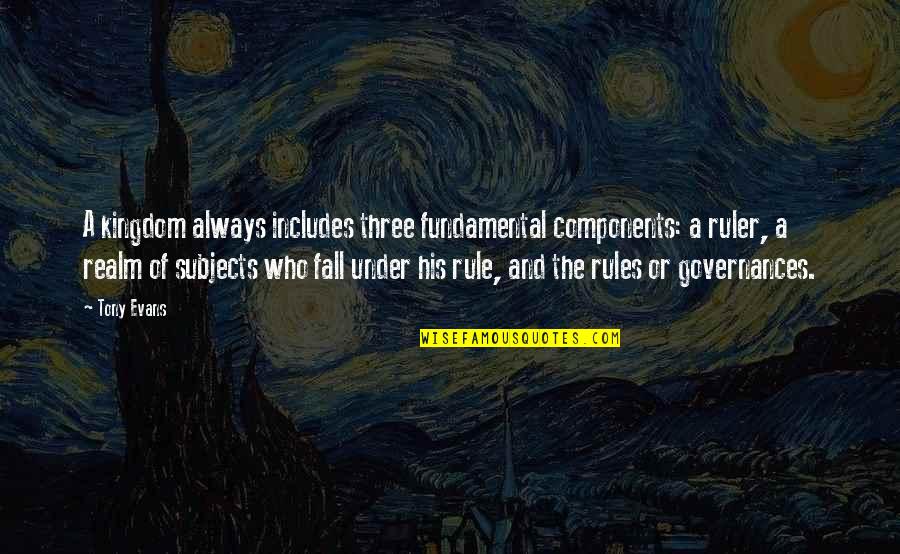 Governances Quotes By Tony Evans: A kingdom always includes three fundamental components: a