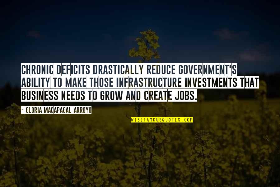 Government And Business Quotes By Gloria Macapagal-Arroyo: Chronic deficits drastically reduce government's ability to make