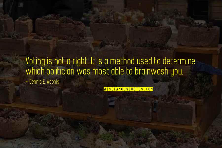 Government Distrust Quotes By Dennis E. Adonis: Voting is not a right. It is a Government Distrust Quotes By Dennis E. Adonis: Voting is not a right. It is a