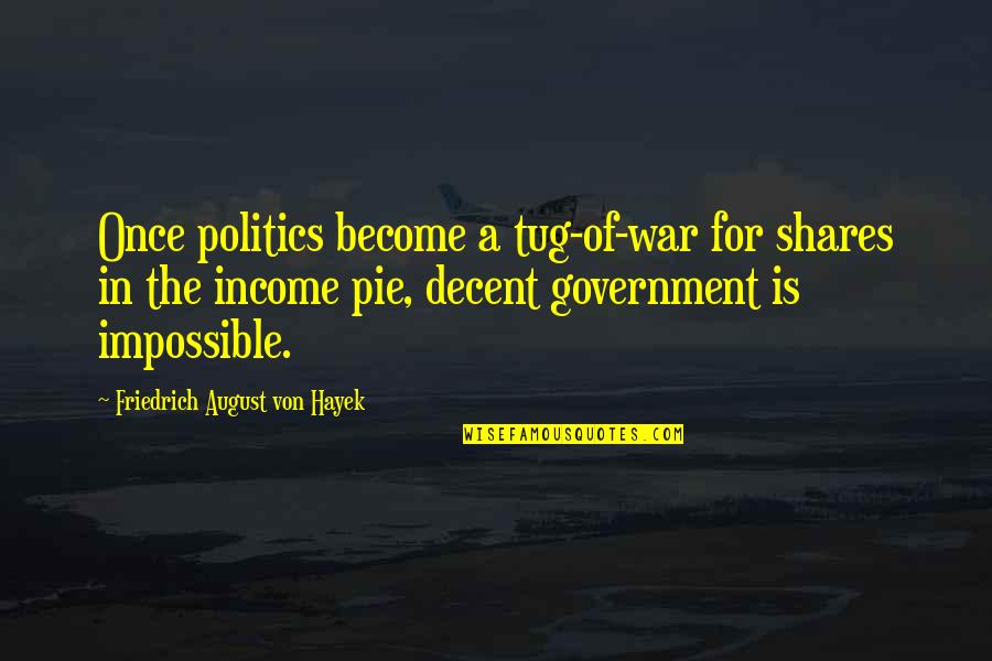 Government Is Quotes By Friedrich August Von Hayek: Once politics become a tug-of-war for shares in